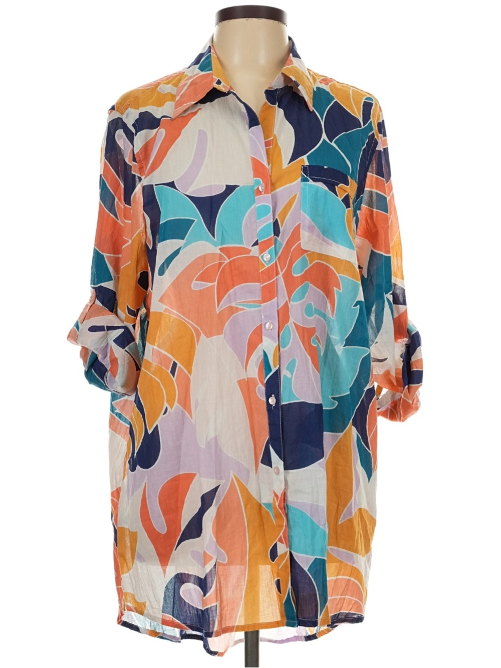 Button-Down Oversized Shirt True Destinations L Cotton